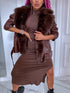 Choco jacket with brown fur "LUX FUR" FL47